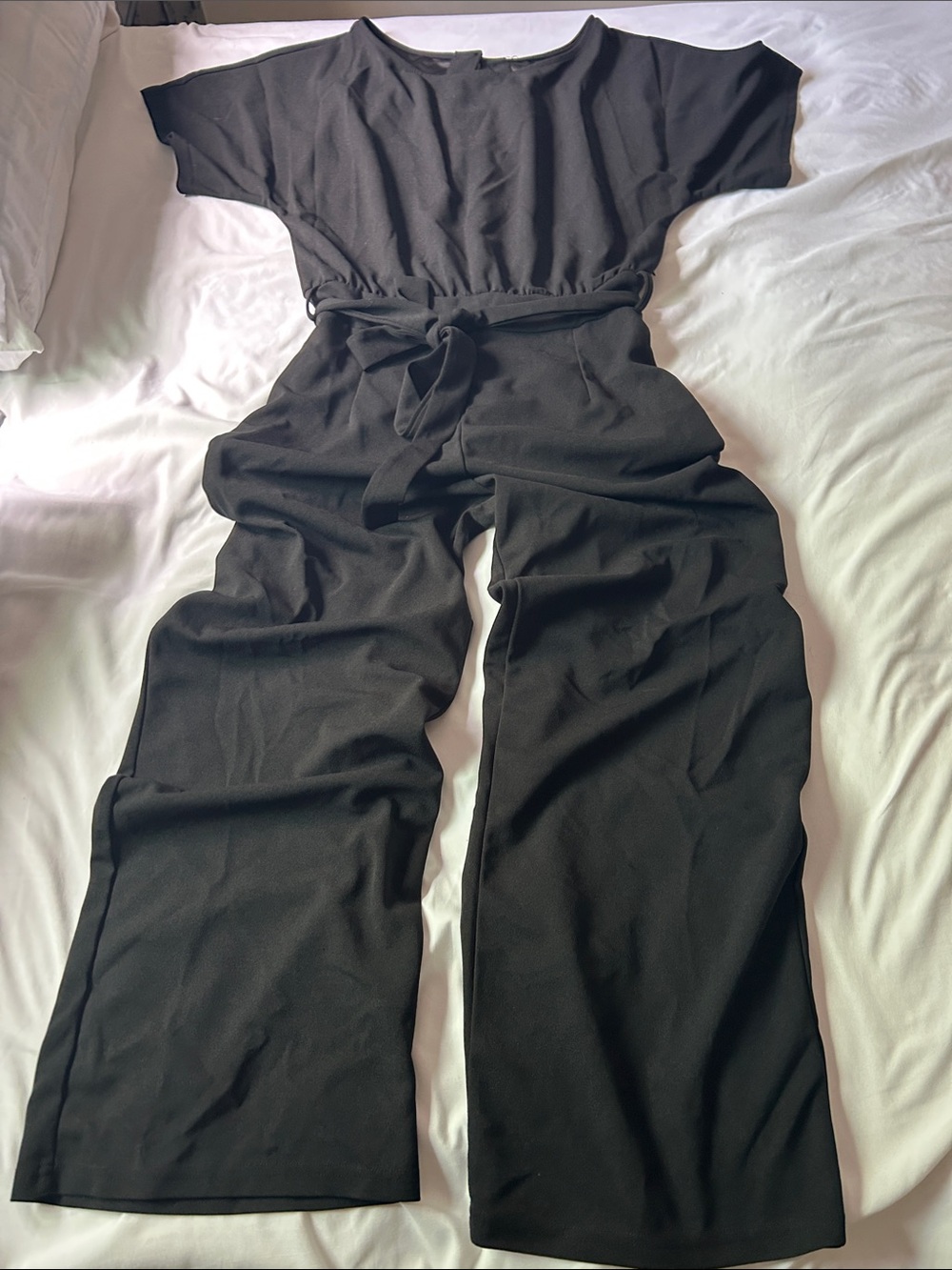 Source Unknown Black Wide-Leg Belted Jumpsuit
